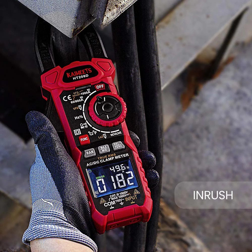 Kaiweets, Ht208D Inrush Clamp Meter T-Rms 6000 Counts For Ac/Dc