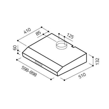 Elica Under Cabinet Built-In Hood - 90cm [Inox], ELI-55311075B