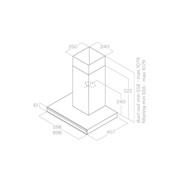 Elica Hood Wall Mounted 90cm Adele [Black-Mat], ELI-PRF0182410