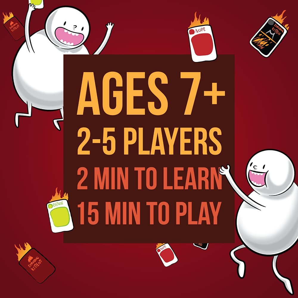 Exploding Kittens, A Russian Roulette Card Game, Easy Family-Friendly Party Games - Card Games For Adults, Teens & Kids - 2-5 Players