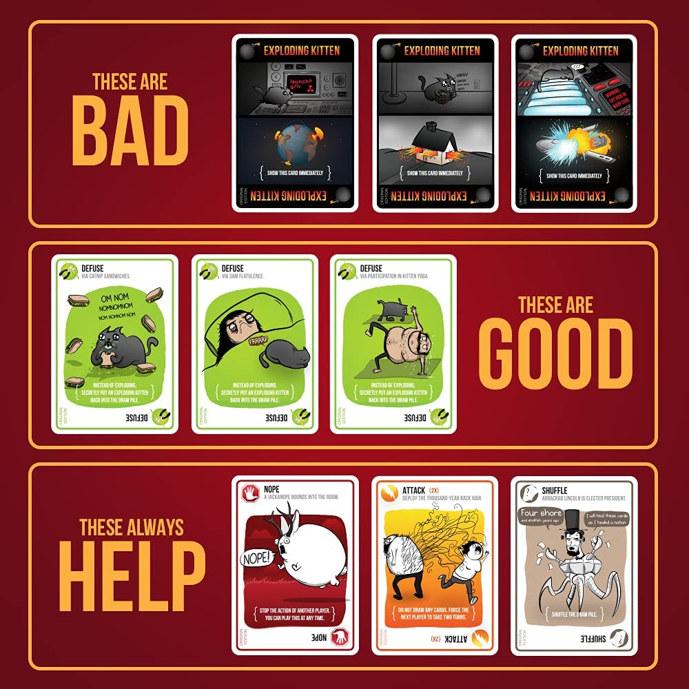 Exploding Kittens, A Russian Roulette Card Game, Easy Family-Friendly Party Games - Card Games For Adults, Teens & Kids - 2-5 Players
