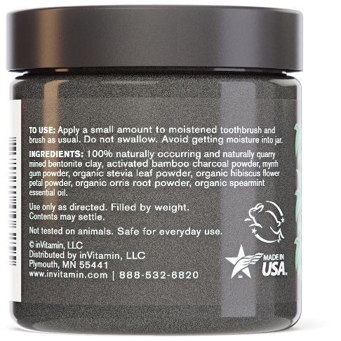 InVitamin, All Natural Activated Charcoal Tooth And Gum Powder Spearmint Flavor