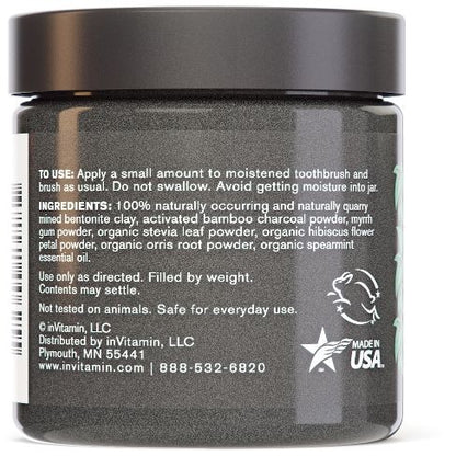 InVitamin, All Natural Activated Charcoal Tooth And Gum Powder Spearmint Flavor