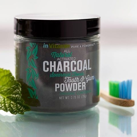 InVitamin, All Natural Activated Charcoal Tooth And Gum Powder Spearmint Flavor