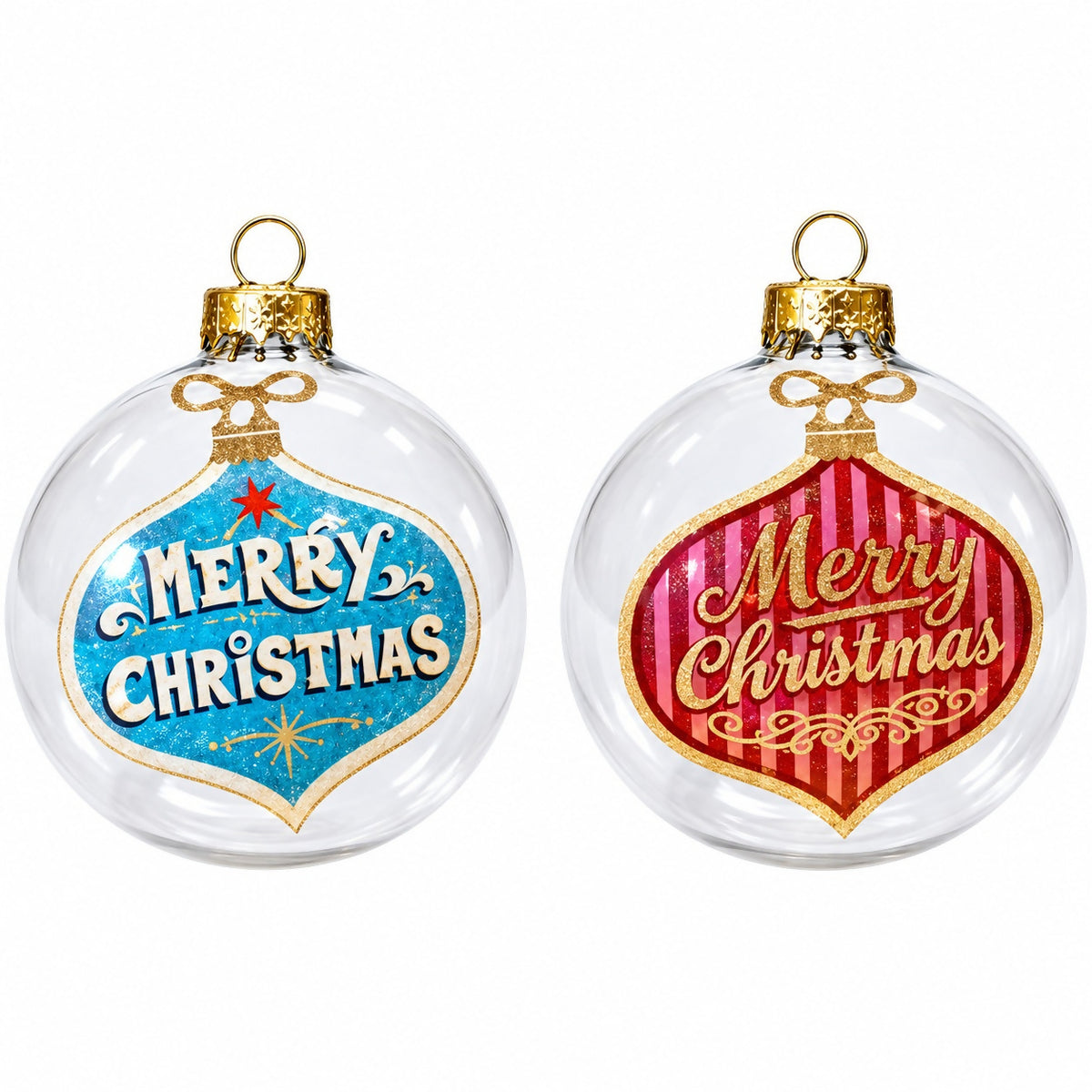 Hanging Glass Christmas Ball Decoration With Heart Design 7 cm, Available in 2 colors