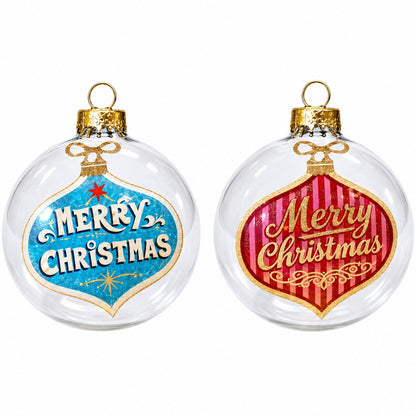 Hanging Glass Christmas Ball Decoration With Heart Design 7 cm, Available in 2 colors