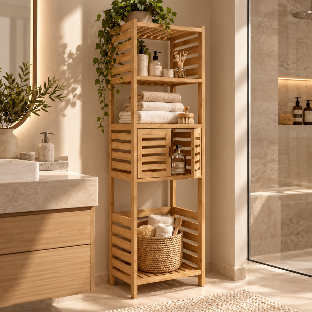 Haven Bamboo Bathroom Storage Cabinet | AH-88-93