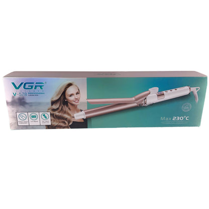VGR V-578 Professional Electric Hair Curling Wand - Fast Heating Curling Iron 25mm Ceramic Hair Curler with 230° C Max Heat Setting Adjustable Heat and LED Display (White, Rose Gold)
