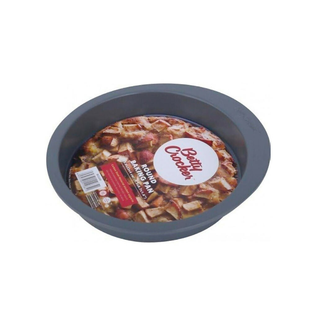 Betty Crocker Non-Stick Round Baking Pan, Durable Materials, Easy To Clean (23.5x22x4cm) - Thickness 0.4MM) [Grey], BC1100