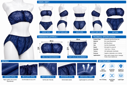 La Perla Tech, Disposable Women's Bra/panties Spa Sauna -Steam Suit -Tanning -Wax Foot Bath (Pack of 100) 50 pics