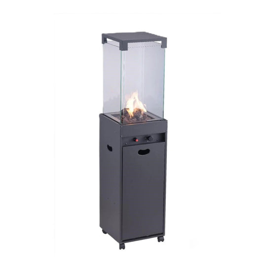 Wave, Gas Patio Heater 4 Sided Glass + Lava Rock