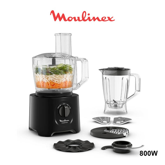 Moulinex, Food Processor |Easy Force | 6 Attachments |25 Functions | Easy To Use | 800W Black
