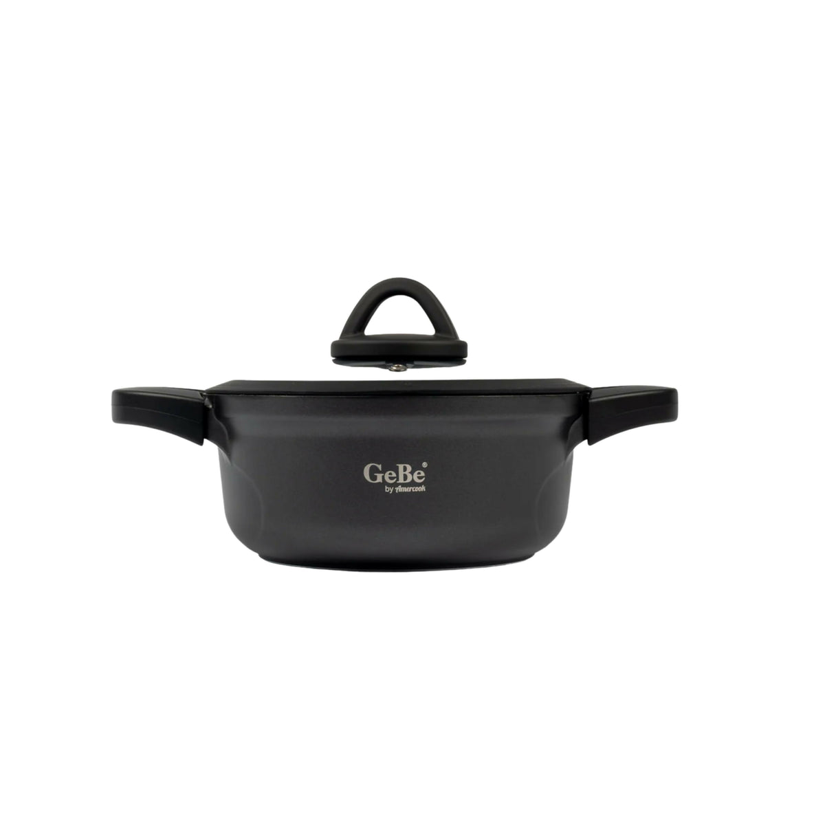 Gebe Pot Casserole 24Cm Non-Stick Die-Cast Coating, With Lid Black