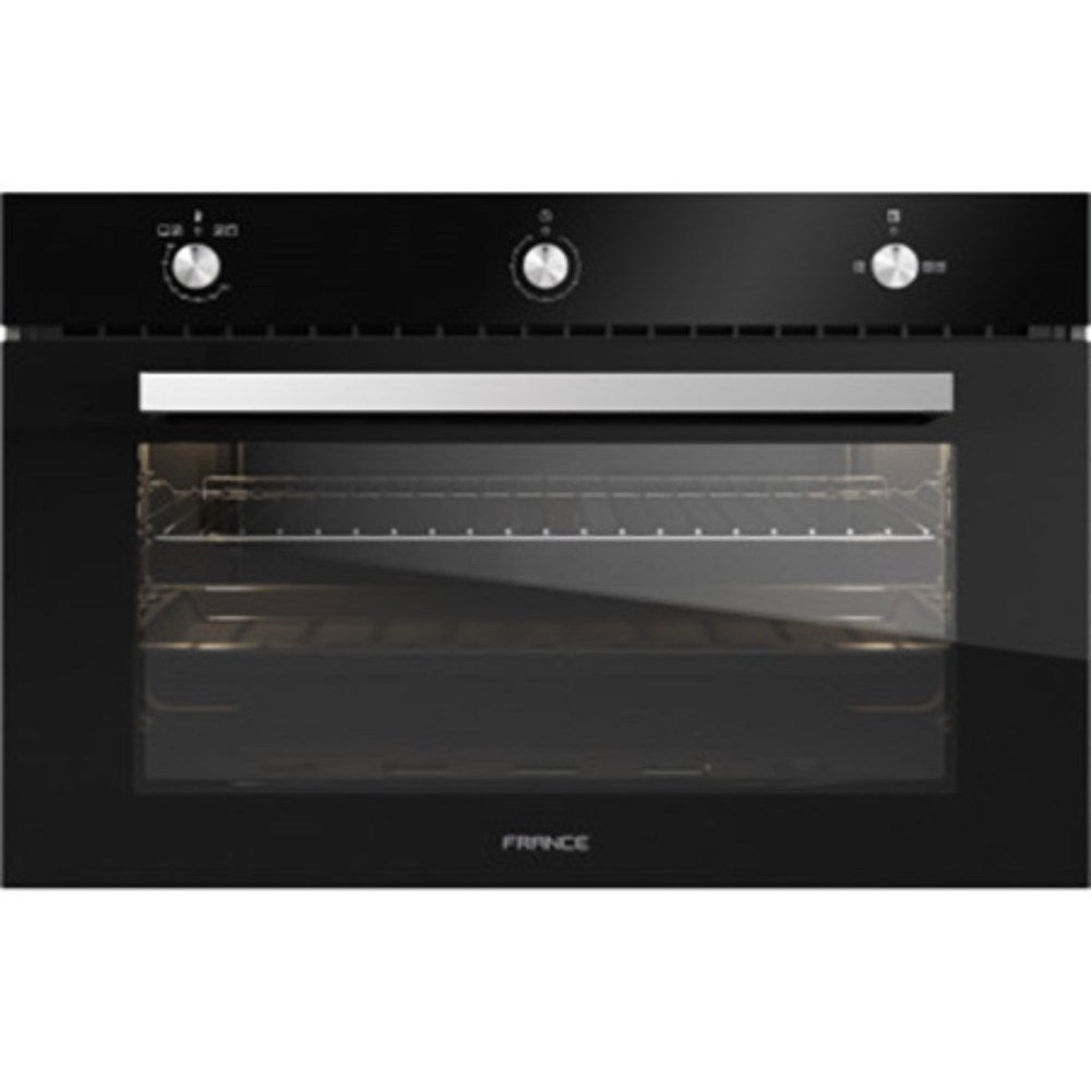 France, Buil In Oven 90Cm Gas/Gas Black + Convection / Soft Close Door/ (Made In Italy)