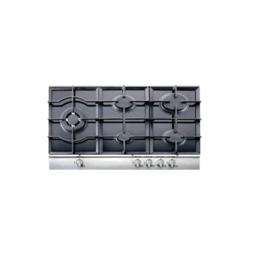 France, Built-In Top 90cm, Glass Black, Stainless Front, Ignition, Cast Iron, Safety, FRN-HT95V
