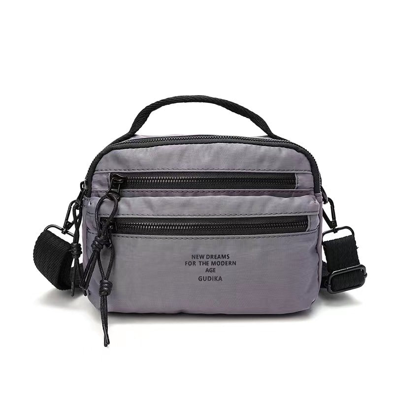 Gudika, Casual Messenger Bag Three-Layer Zipper Large Capacity Satchel Bag Thickened Adjustable Shoulder Strap Shoulder Bag Couple Sling Bag, Available in Different Colors