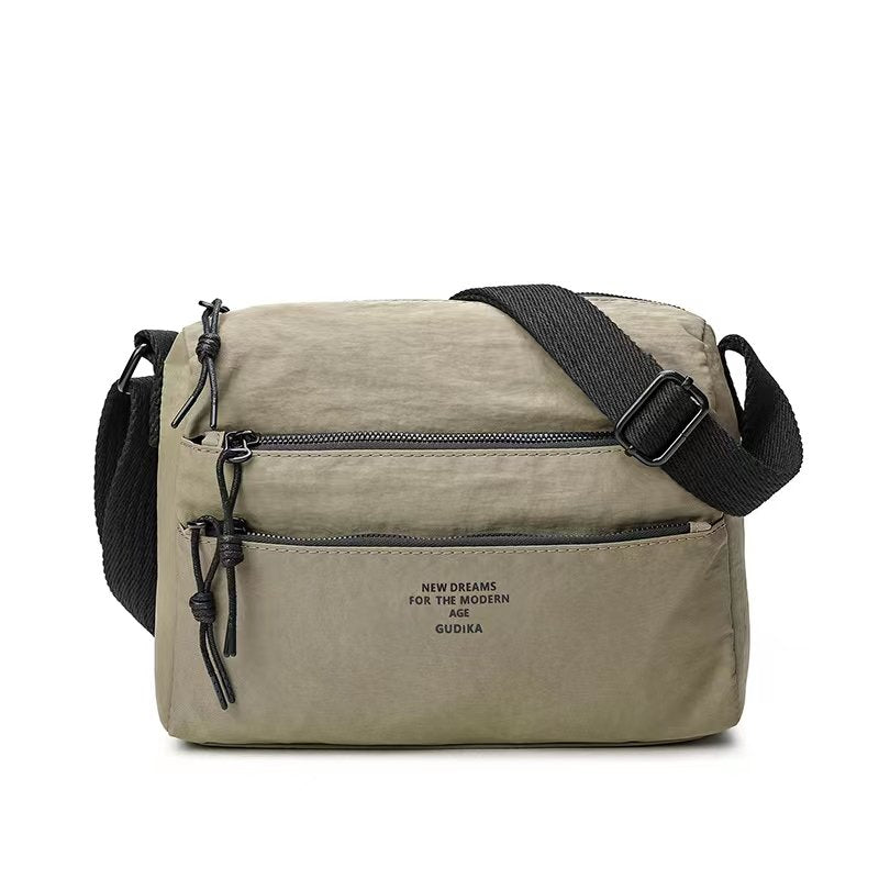 Gudika, Square Crossbody Bag Triple Zip Casual Bag Nylon Waterproof Sling Bag Adjustable Thickened Shoulder Strap Sling Bag, Available in Different Colors