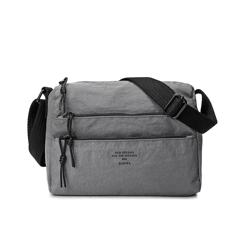 Gudika, Square Crossbody Bag Triple Zip Casual Bag Nylon Waterproof Sling Bag Adjustable Thickened Shoulder Strap Sling Bag, Available in Different Colors