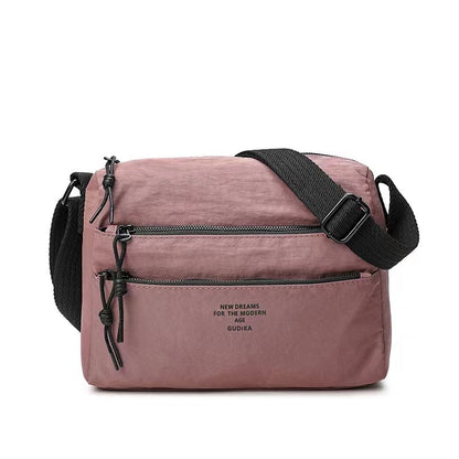Gudika, Square Crossbody Bag Triple Zip Casual Bag Nylon Waterproof Sling Bag Adjustable Thickened Shoulder Strap Sling Bag, Available in Different Colors