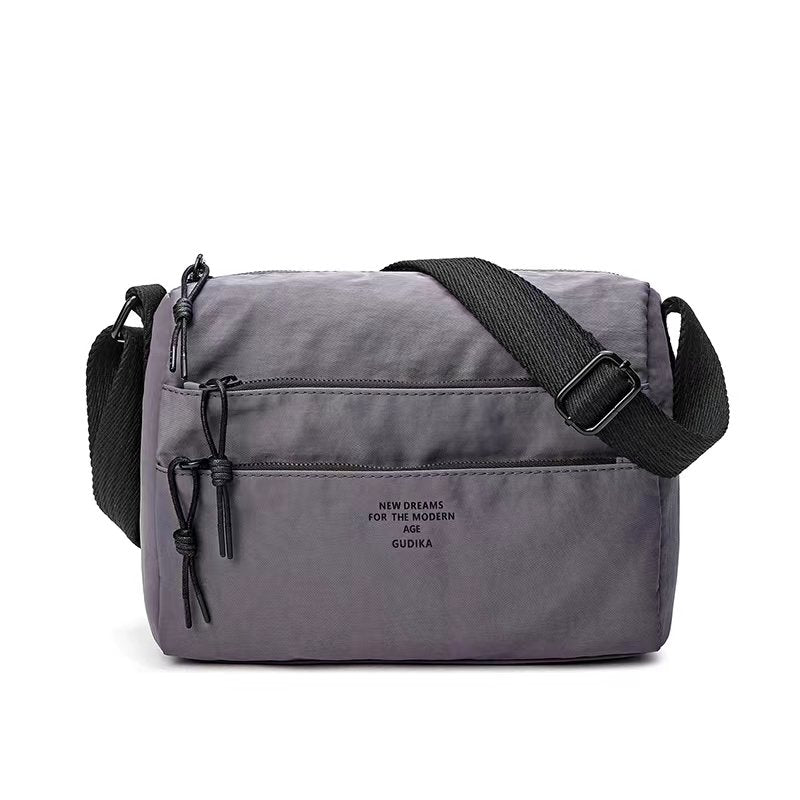 Gudika, Square Crossbody Bag Triple Zip Casual Bag Nylon Waterproof Sling Bag Adjustable Thickened Shoulder Strap Sling Bag, Available in Different Colors