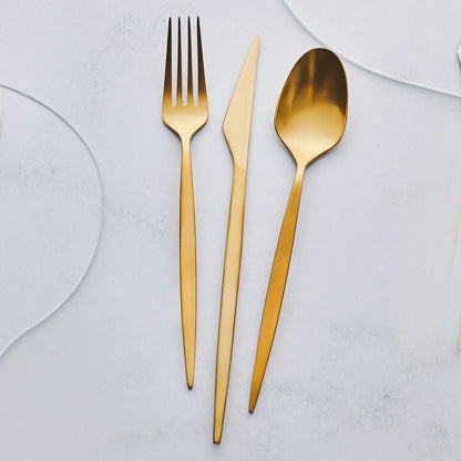 Karaca New Thor Elegance 84-Piece Matte Gold Cutlery Set for 12 People - Boxed Premium Dining Set, 153.03.09.0103