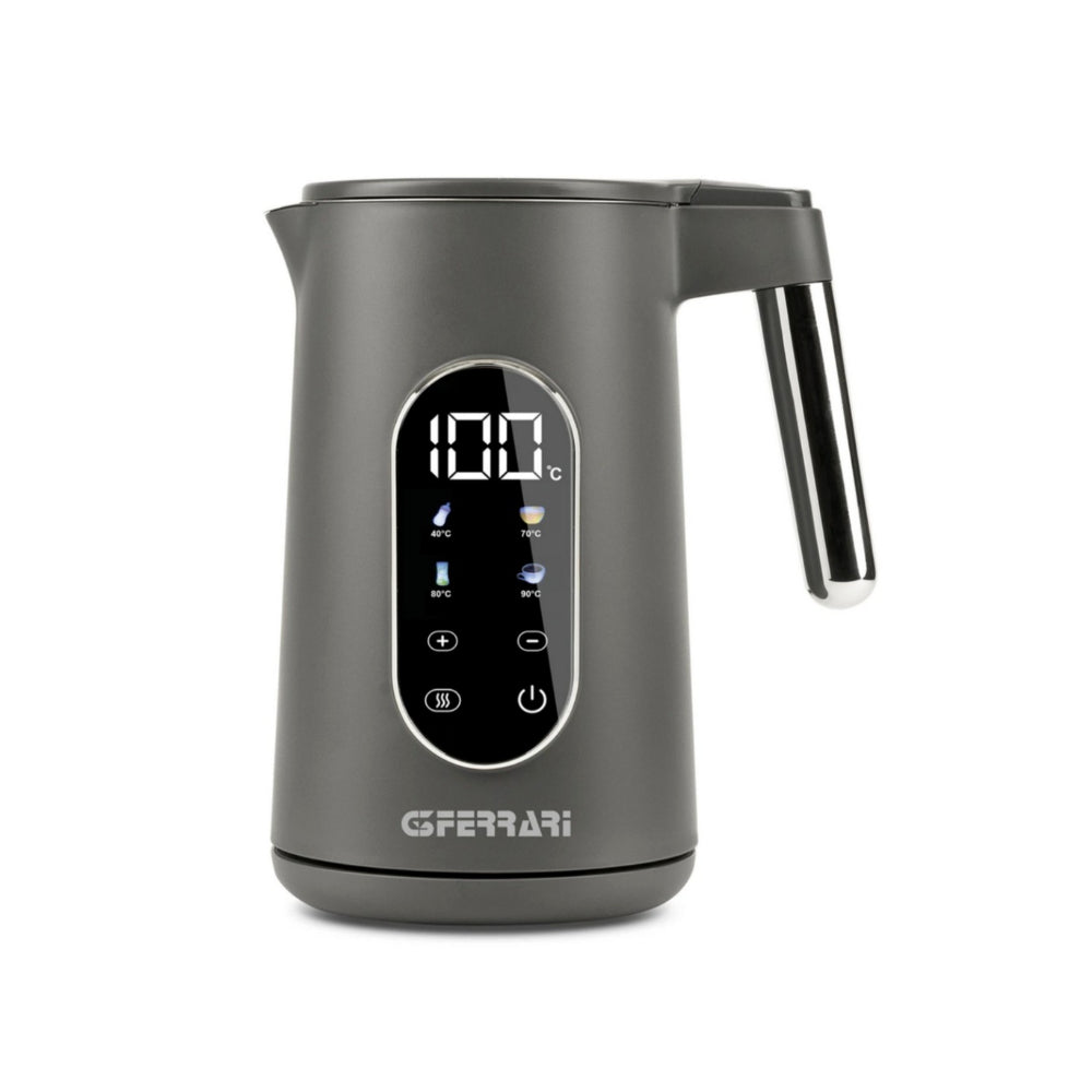 G3Ferrari 1.7L - 1850W-2200W Electric Kettle - Temperature Indicator, Display Touch Screen, 40-100C (4 Programs), Stainless Steel Container And Anti-Burn Housing, Overheat Protection [Grey Color], G10205G