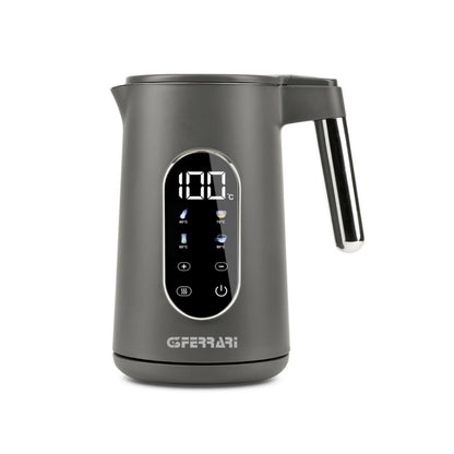 G3Ferrari 1.7L - 1850W-2200W Electric Kettle - Temperature Indicator, Display Touch Screen, 40-100C (4 Programs), Stainless Steel Container And Anti-Burn Housing, Overheat Protection [Grey Color], G10205G