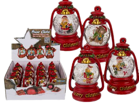 Out Of The Blue, Polyresin Lantern Shape Snow Globe With Christmas Design