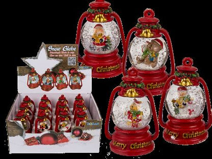 Out Of The Blue, Polyresin Lantern Shape Snow Globe With Christmas Design