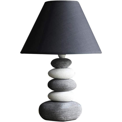 Stacked Stone Ceramic Table Lamp 37 cm, Fabric Shade, SK922