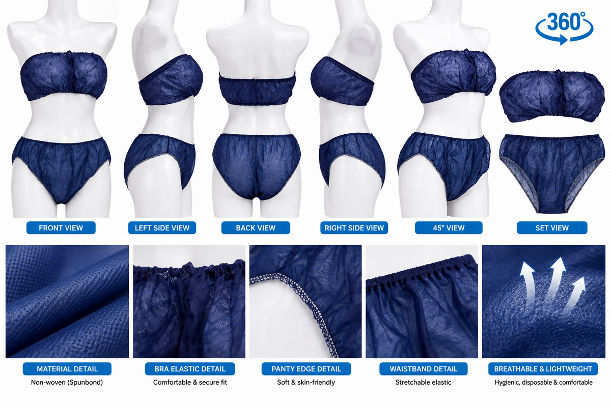 La Perla Tech, Disposable Women's Bra/panties Spa Sauna -Steam Suit -Tanning -Wax Foot Bath (Pack of 100) 50 pics
