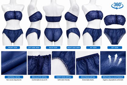 La Perla Tech, Disposable Women's Bra/panties Spa Sauna -Steam Suit -Tanning -Wax Foot Bath (Pack of 100) 50 pics