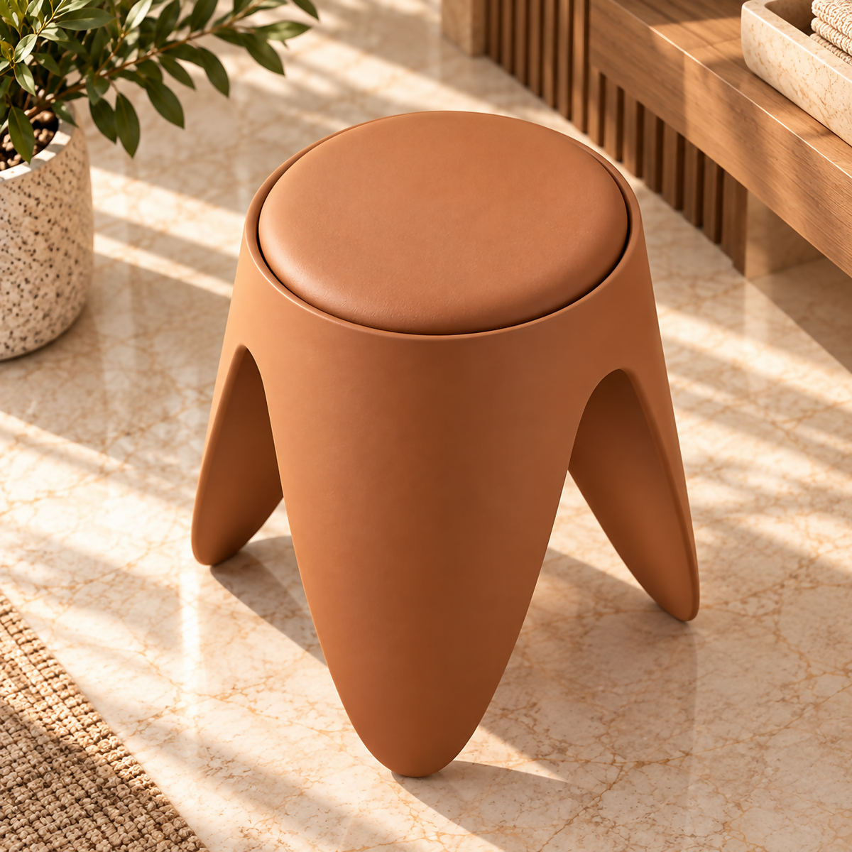 ARCO – 3-Legged Terracotta Sculptural Stool | HKA61-68NT