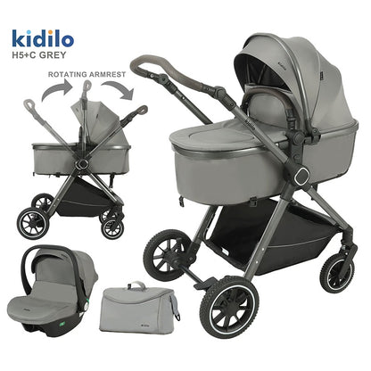 Kidilo, H5+C Multiple Prams Pushchair-3 in 1 Baby Stroller