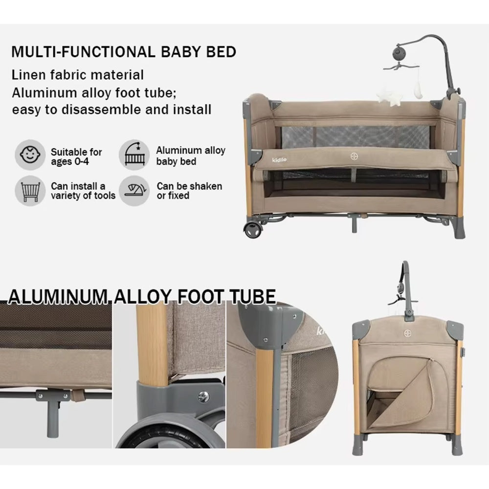 Kidilo, T-703M Kids Playpen- Gray