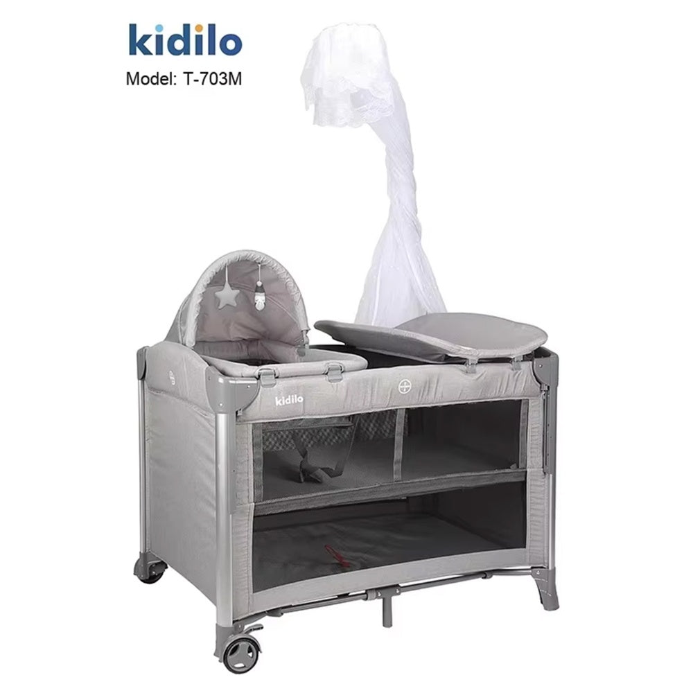 Kidilo, T-703M Kids Playpen- Gray