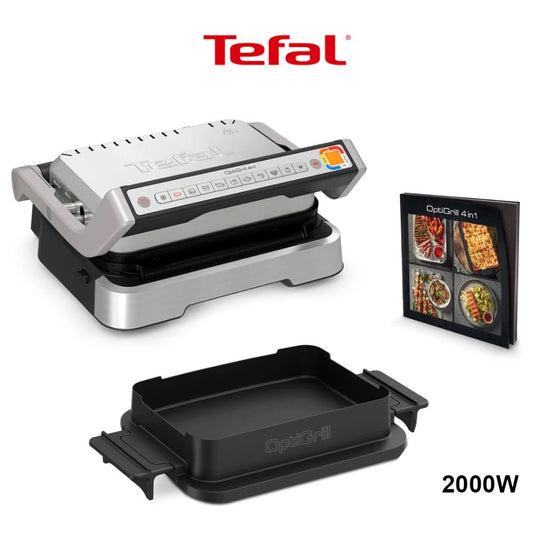 Tefal, OptiGrill 2in1 XL | 2000 W | Perfect Results | No Monitoring | Easy to Clean | Dedicated App | Juice tray | Healthier Grilling | Stainless Steel |GC78MD28