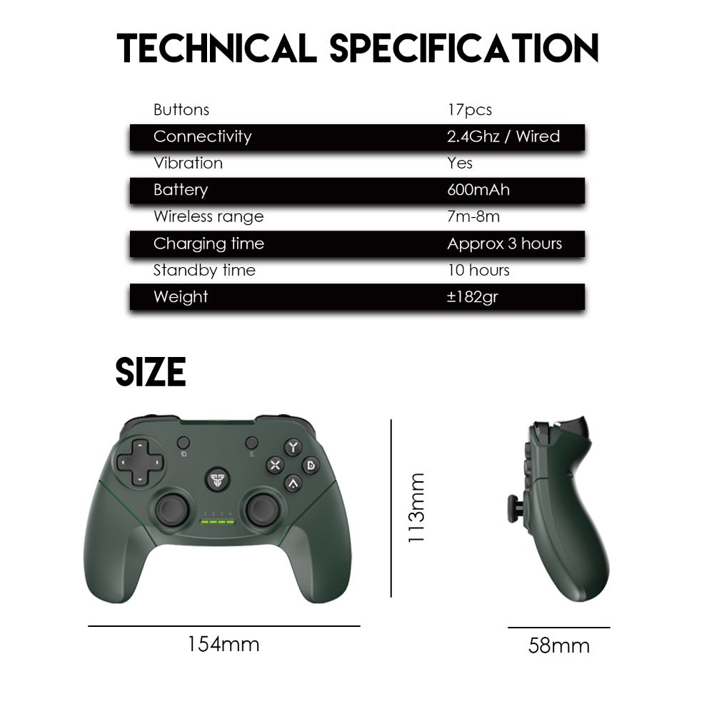Fantech, Wgp12 Revolver Ii: Wireless 2.4Ghz Gaming Controller With Buit-In Rechargeable Lithium-Ion Battery