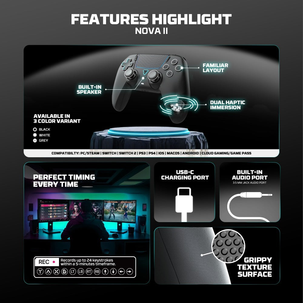 Fantech, Wgp16 Nova Ii Wireless Multi-Platform Gamepad ? Dual Mode, Vibration, Motion Controls, 10H Battery, Available in Different Colors