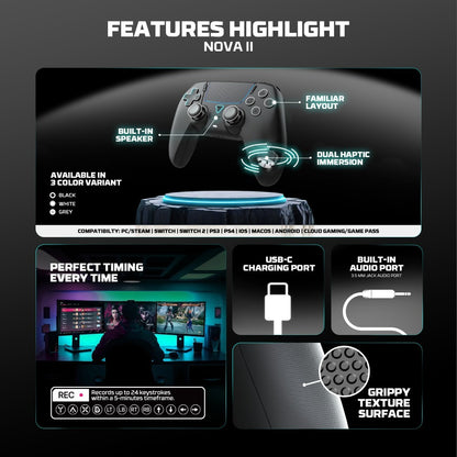 Fantech, Wgp16 Nova Ii Wireless Multi-Platform Gamepad ? Dual Mode, Vibration, Motion Controls, 10H Battery, Available in Different Colors