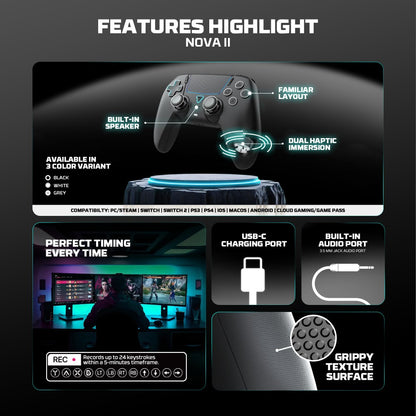 Fantech, Wgp16 Nova Ii Wireless Multi-Platform Gamepad ? Dual Mode, Vibration, Motion Controls, 10H Battery, Available in Different Colors