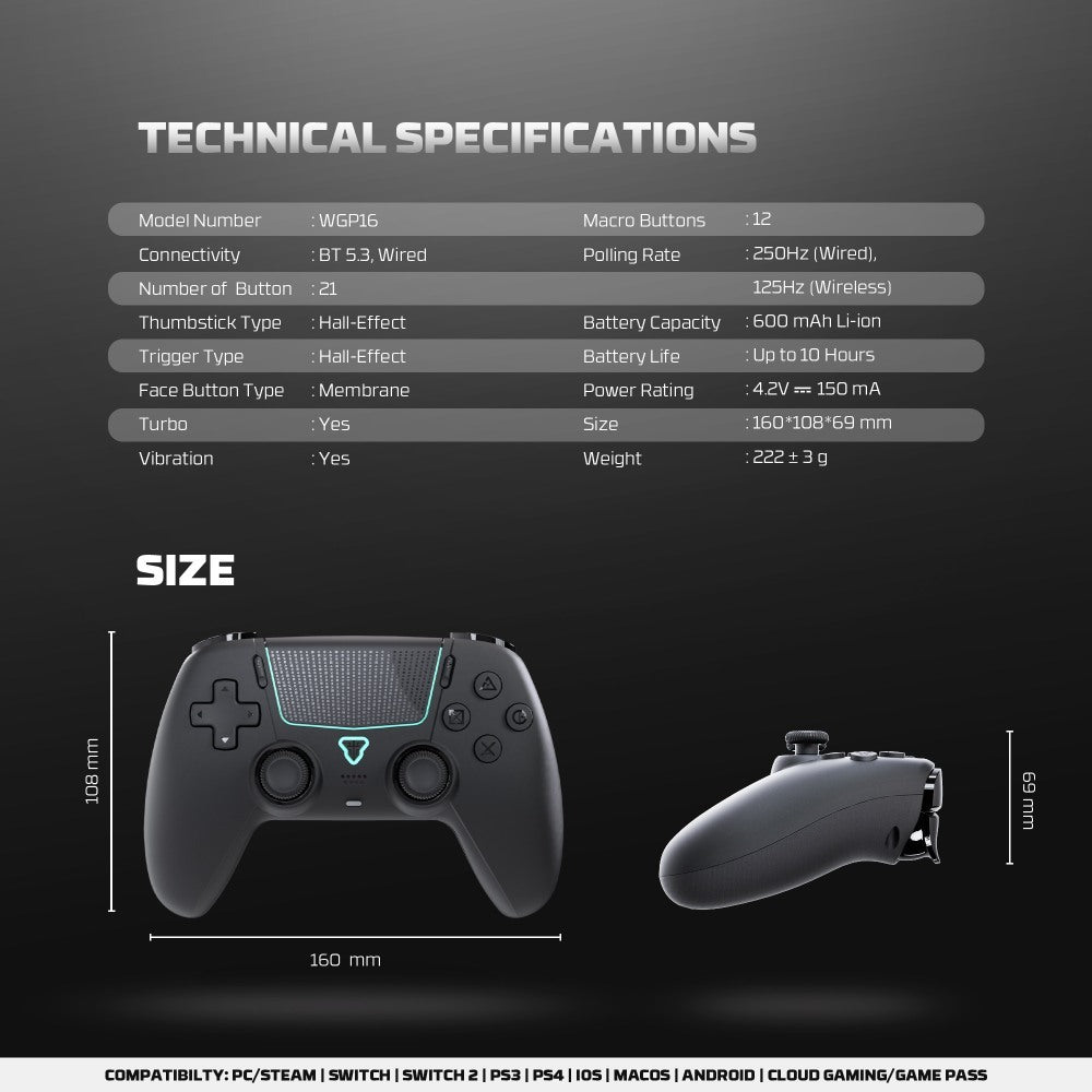 Fantech, Wgp16 Nova Ii Wireless Multi-Platform Gamepad ? Dual Mode, Vibration, Motion Controls, 10H Battery, Available in Different Colors