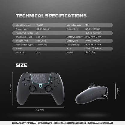 Fantech, Wgp16 Nova Ii Wireless Multi-Platform Gamepad ? Dual Mode, Vibration, Motion Controls, 10H Battery, Available in Different Colors