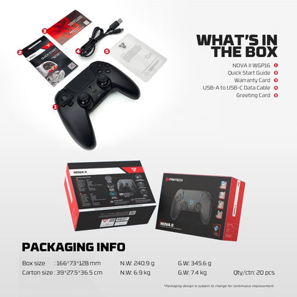 Fantech, Wgp16 Nova Ii Wireless Multi-Platform Gamepad ? Dual Mode, Vibration, Motion Controls, 10H Battery, Available in Different Colors