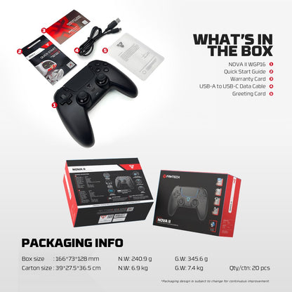 Fantech, Wgp16 Nova Ii Wireless Multi-Platform Gamepad ? Dual Mode, Vibration, Motion Controls, 10H Battery, Available in Different Colors