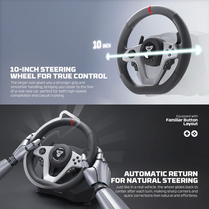 Fantech, R1V2 Professional 900? Racing Steering Wheel Bundle With Gear Shifter & Hall-Effect Pedals, Dual-Motor Vibration ? Compatible With Pc, Ps4, Xbox & Switch