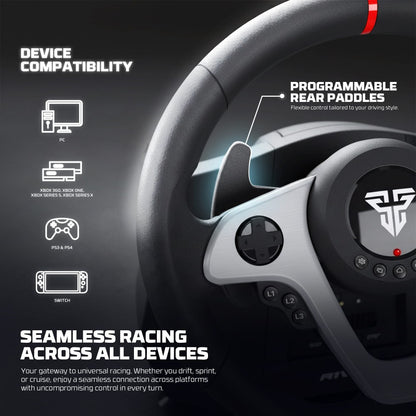 Fantech, R1V2 Professional 900? Racing Steering Wheel Bundle With Gear Shifter & Hall-Effect Pedals, Dual-Motor Vibration ? Compatible With Pc, Ps4, Xbox & Switch