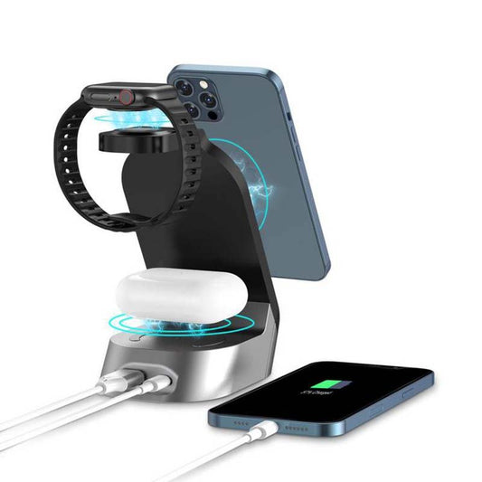 Green Lion, 4 in 1 Fast Wireless Charger 15W, GN4IN1WCBK
