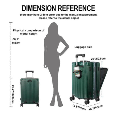 All-in-One Suitcase – Airline-Approved Carry-On with Laptop Compartment, USB/Type-C Charging, 360° Spinner Wheels and Smart Organized Interior – Green, SK949G