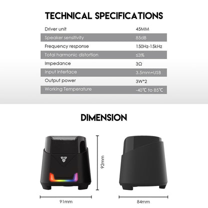 Fantech, Gs205 Hellscream Usb Rgb Gaming & Music Speaker